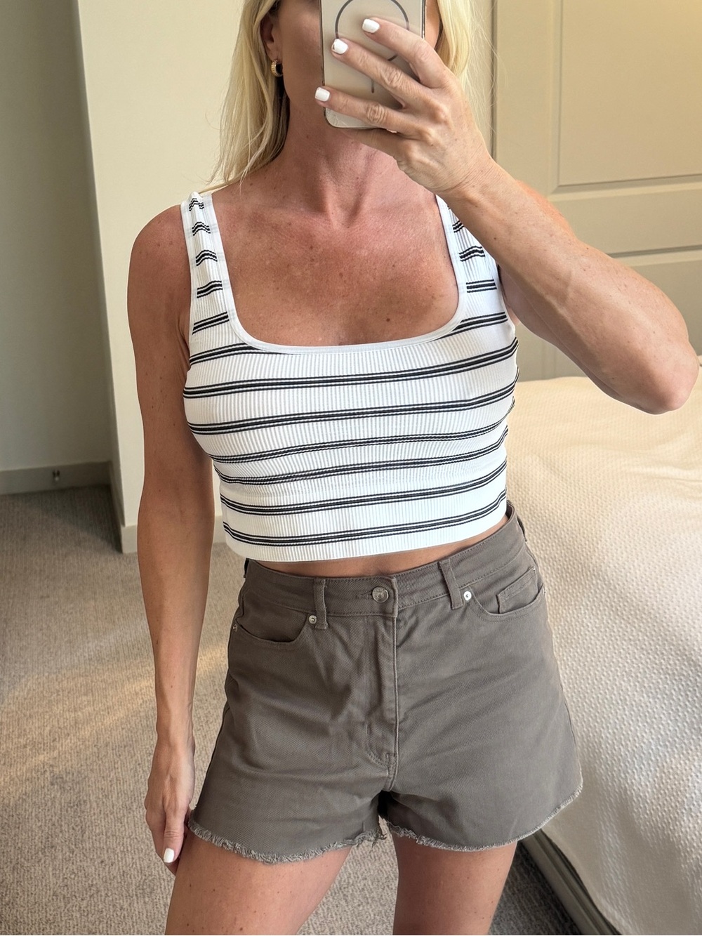 No Boundaries Striped Ribbed Tank Top - White/Black XXL